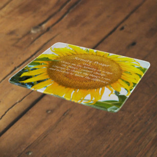 Planche À Découper Prière de sérénité Fleur de tournesol jaune Floral