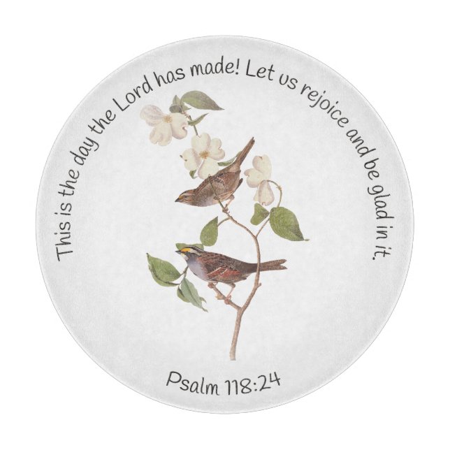 Planche À Découper Psaume 118:24 Bible Verse et Sparrow Pair (Devant)