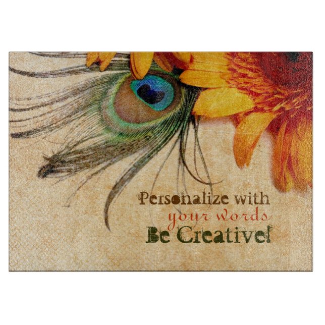 Planche À Découper Psydefx : Gerbera Flower + Peacock Feather (Devant)