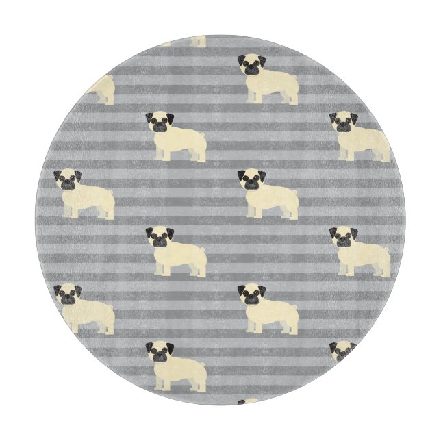 Planche À Découper Pug Gris Ligné (Devant)