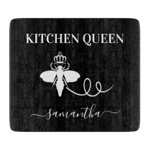 Planche À Découper Queen bebe cuisine nom du cuisinier noir blanc