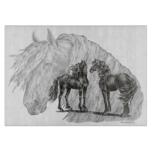 Planche À Découper Queues frisonnes noires de crinières de chevaux