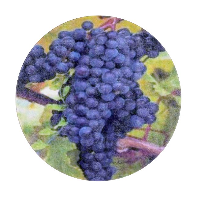 Planche À Découper Raisin-Vieux style du monde de vin (Devant)