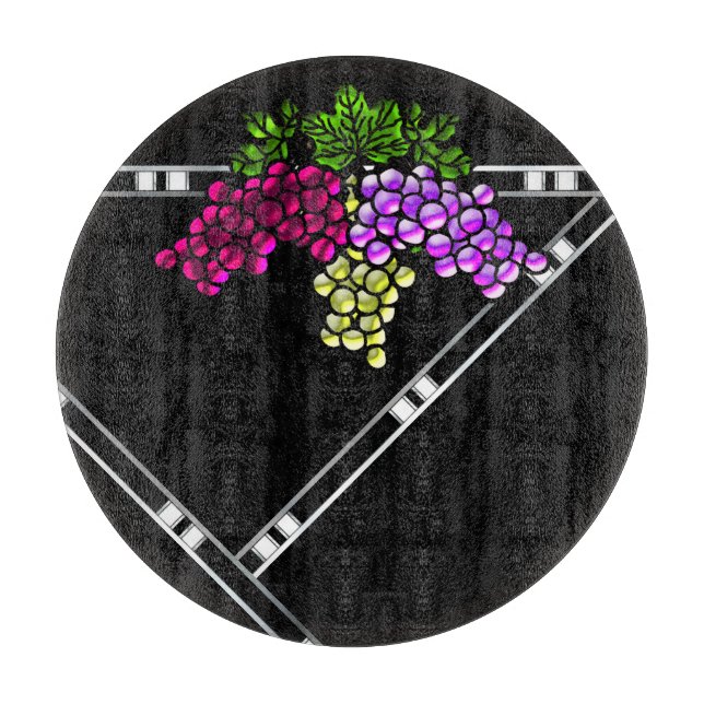 Planche À Découper Raisins Art déco en noir (Devant)