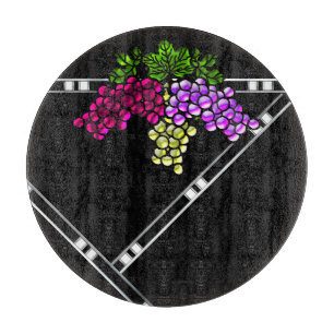 Planche À Découper Raisins d'art déco sur le noir