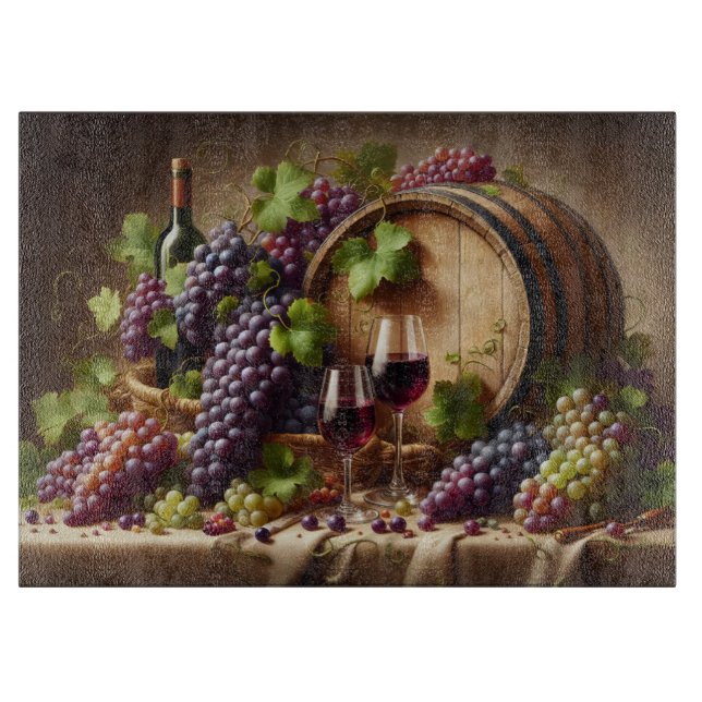 Planche À Découper Raisins et vin vie morte (Devant)