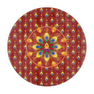 Planche À Découper Rangoli de plumes de paons sur le motif