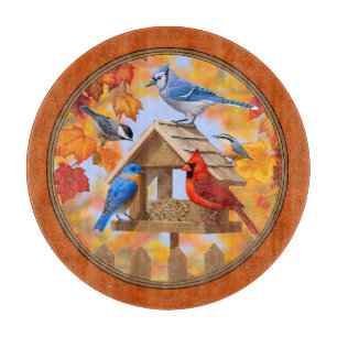 Planche À Découper Rassemblement d'oiseaux Orange d'automne
