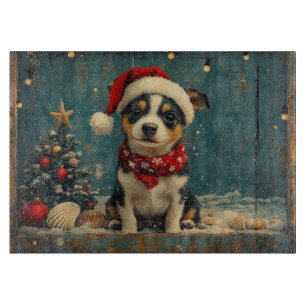 Planche À Découper Rat Terrier Chien Noël Plage Vintage