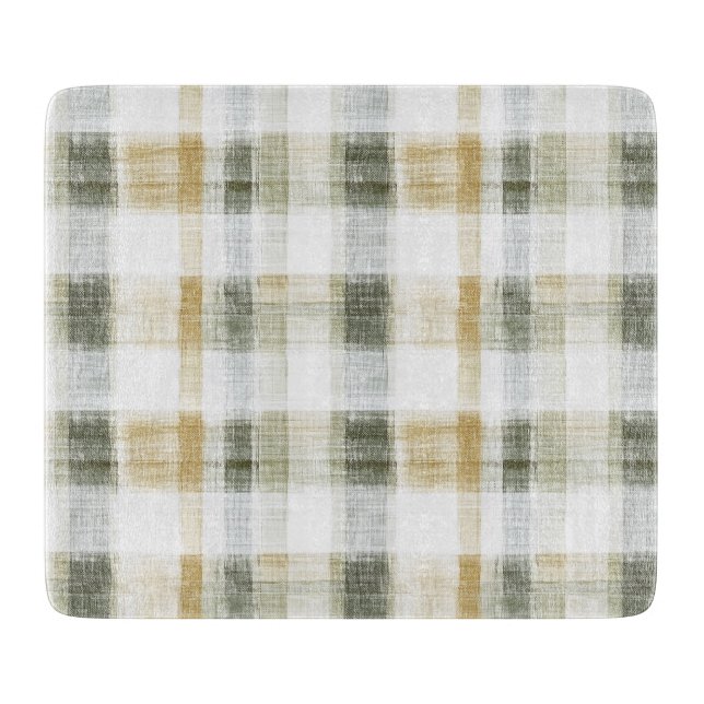 Planche À Découper Rayures écossaises jaune vert blanc (Devant)
