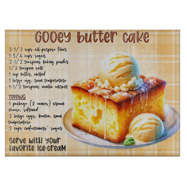 Planche À Découper Recette de gâteau au beurre de goey (Devant)