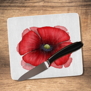 Planche À Découper Red Poppy Art Décoratif Verre Coupe