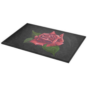 Planche À Découper Red Rose Art sur le noir