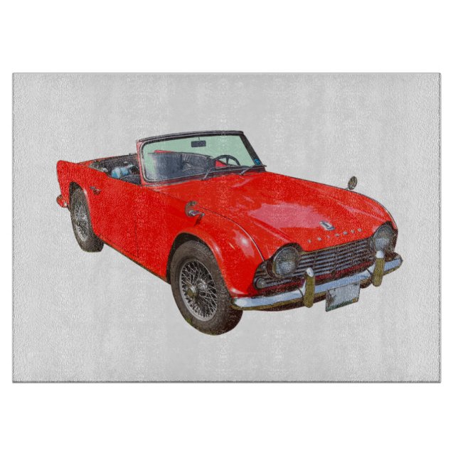 Planche À Découper Red Triumph Tr4 Convertible Sports Car (Devant)