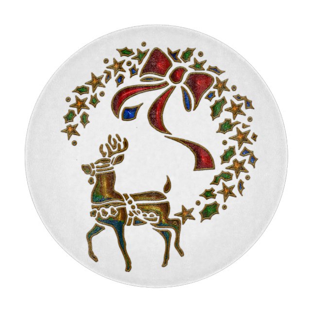 Planche À Découper Reindeer de Noël et étoiles (Devant)