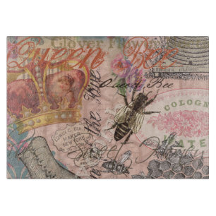 Planche À Découper Reine Abeille Vintage Beau Collage