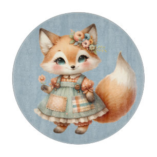 Planche À Découper Renard pastel floral cottagecore fantaisiste
