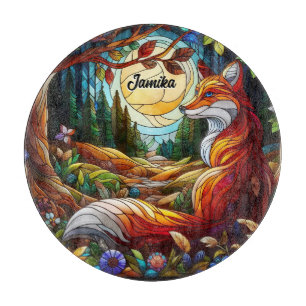 Planche À Découper Renard rouge et soleil et forêt