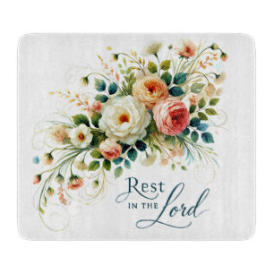 Planche À Découper Reposez dans le Seigneur floral