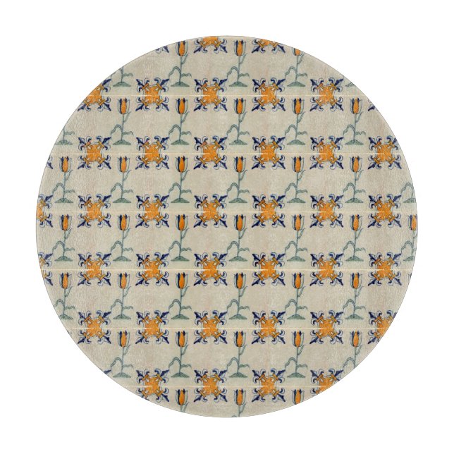 Planche À Découper Repro Tulipe jaune traditionnelle Delft Tile (Devant)