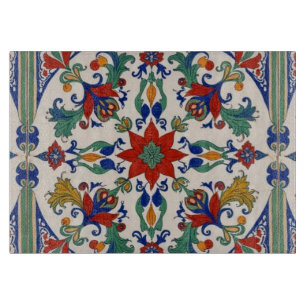 Planche À Découper Reproduction colorée Iznik persan turc peinte à la