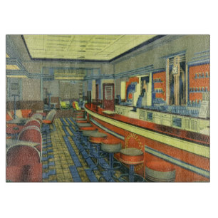 Planche À Découper Restaurant Vintage, Intérieur de diner rétro au bo