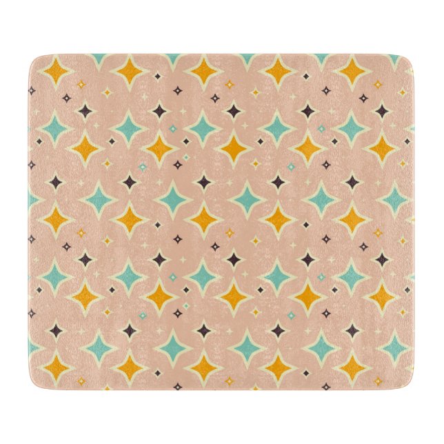 Planche À Découper Retro geometric pattern with teal, orange, black (Devant)