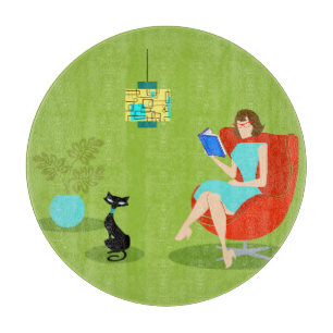 Planche À Découper Retro Lecture femme Coupe Board