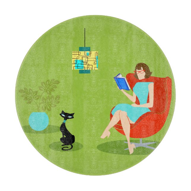 Planche À Découper Retro Lecture femme Coupe Board (Devant)