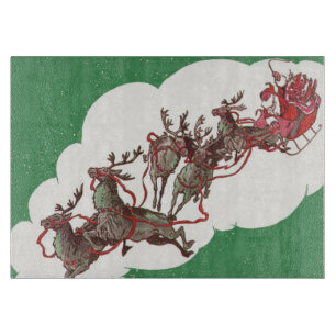 Planche À Découper Réveillon de Noël Vintage, Père Noël Rétro à Sleig