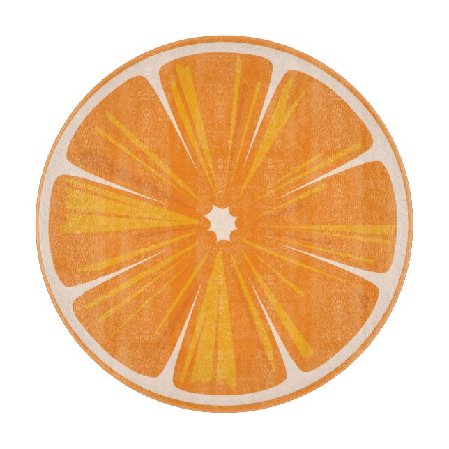 Planche à découper ronde de tranche orange (Devant)