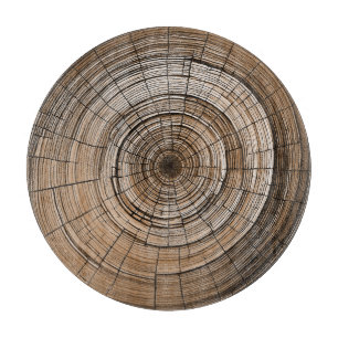 Planche à découper ronde en anneau d'arbre rustiqu
