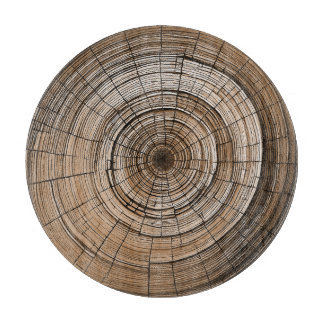 Planche à découper ronde en anneau d'arbre rustiqu