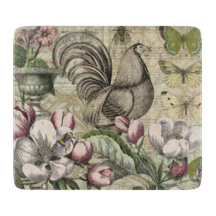 Planche À Découper Rooster Garden Flower Papillon Art