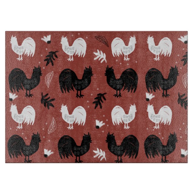 Planche À Découper Roosters rustique Motif de ferme (Devant)