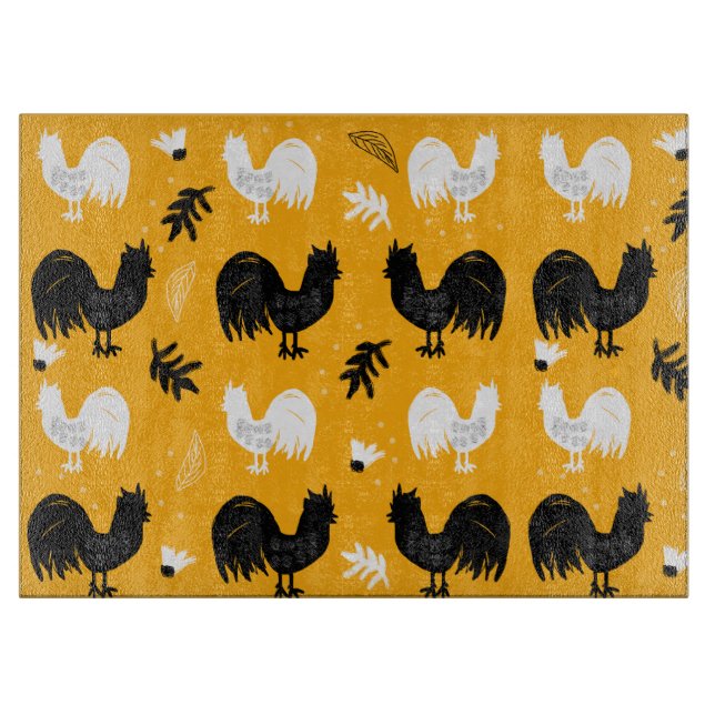 Planche À Découper Roosters rustique Motif de ferme (Devant)