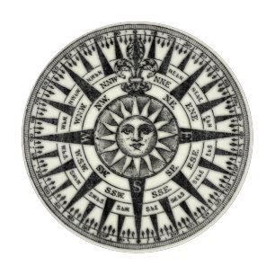 Planche À Découper Rose de boussole vintage Sun