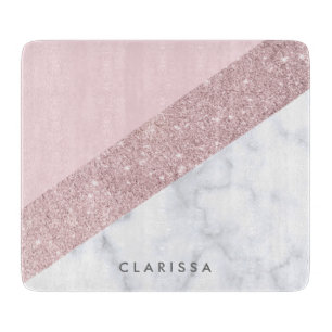 Planche À Découper rose de marbre blanc de parties scintillantes