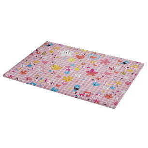 Planche À Découper rose de motif de bande dessinée d'amusement