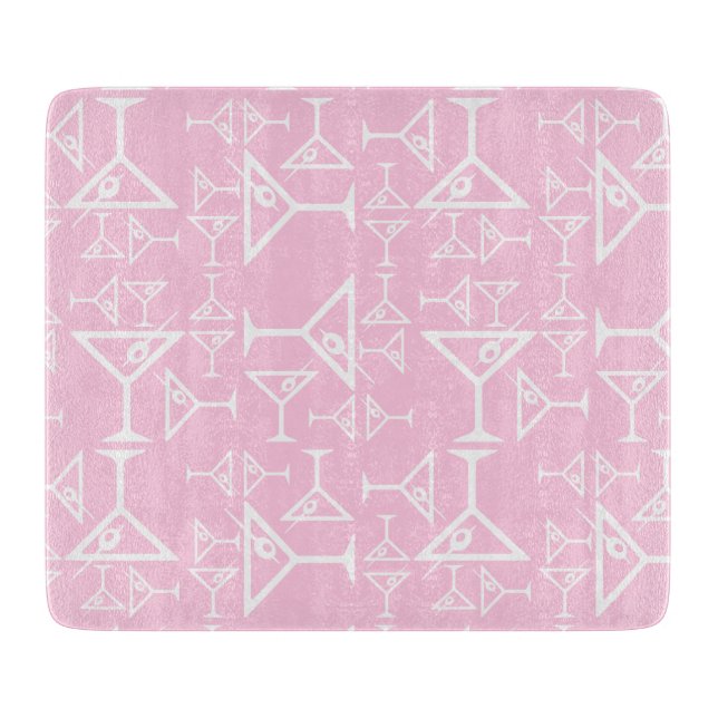 Planche À Découper Rose de motif de martini de conception en verre de (Devant)