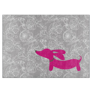 Planche à découper rose de teckel