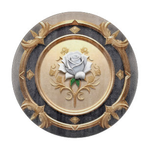 Planche À Découper Rose Élégante avec Cadre Décoratif Orné