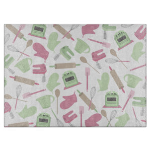 Planche à découper rose et verte de cuisine