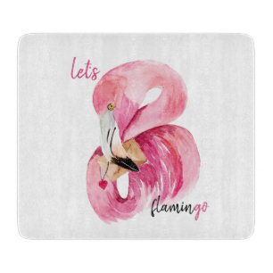 Planche À Découper Rose exotique moderne Flamant rose Aquarelle