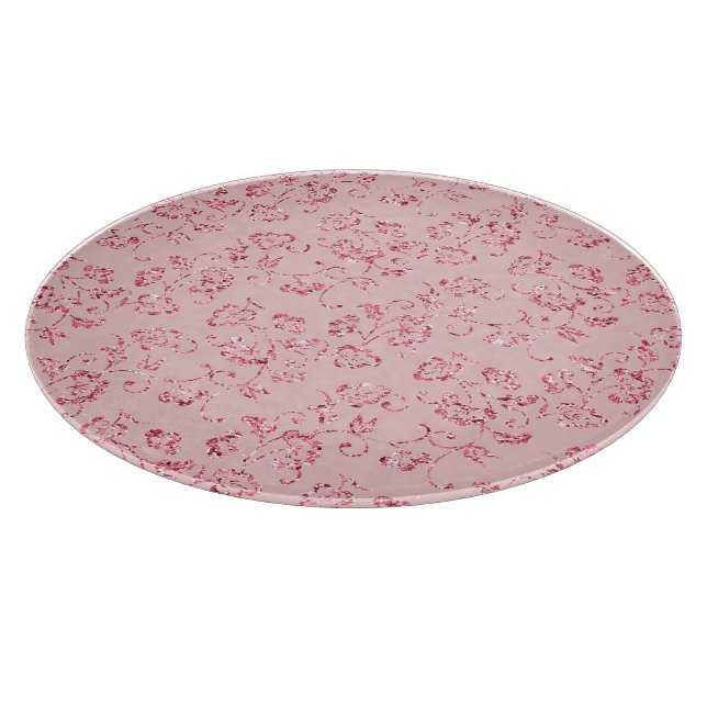Planche À Découper Rose Glitter Floral Romantique (Coin)