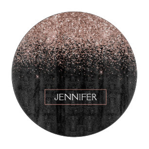 Planche À Découper Rose Gold Blush Parties scintillant rose Monogramm
