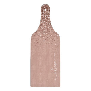Planche À Découper Rose Gold Blush Pink Parties scintillant Script Mo