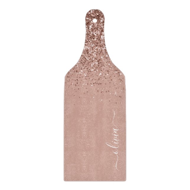 Planche À Découper Rose Gold Blush Rose Pailleté Monogramme Féminin S (Devant)