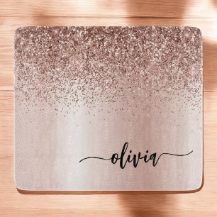 Planche À Découper Rose Gold - Pailleté Rose Blush Monogramme Personn