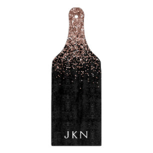 Planche À Découper Rose Gold Rose Pâle Pailleté Monogrammes Initiales